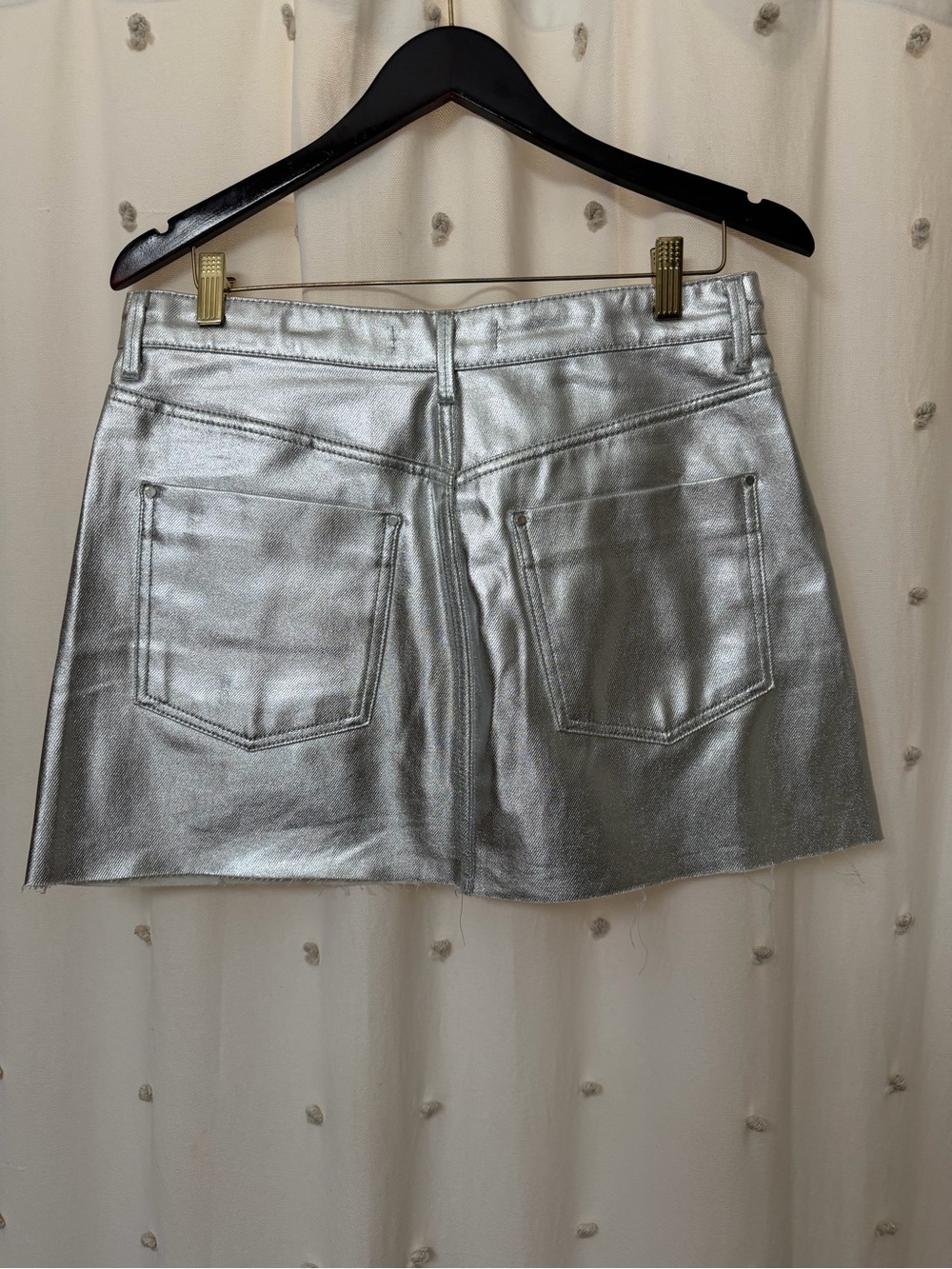 Zara Silver Metallic Button-Front Mini Skirt - Picture 7 of 9